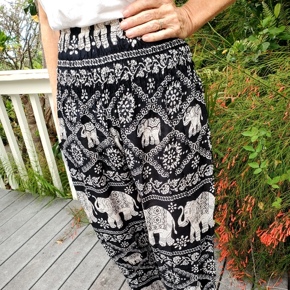 NWOT Elephant Print Pants by BOHO VIB - Picture 4 of 9